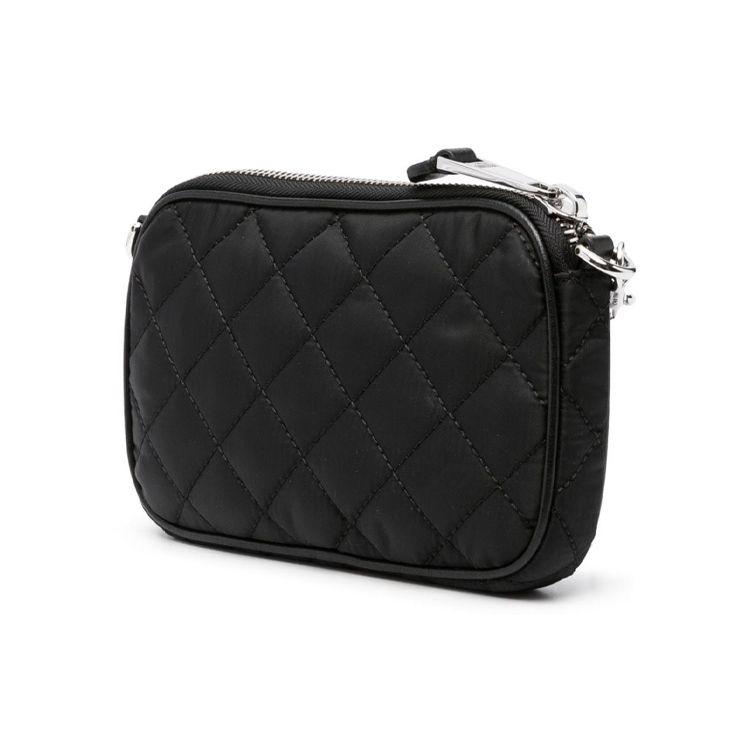 Moschino Chain Strap Crystal Embellished Nylon Shoulder Crossbody Bag Women Bags Black