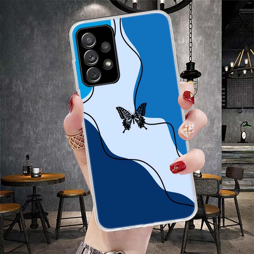 Blue Butterfly Beautiful Wing Soft Phone Case For Samsung Galaxy A12 A22 A32 A52 A72 A02S A51 A50S A71 A70 A31 A20S Note 20 Ultr