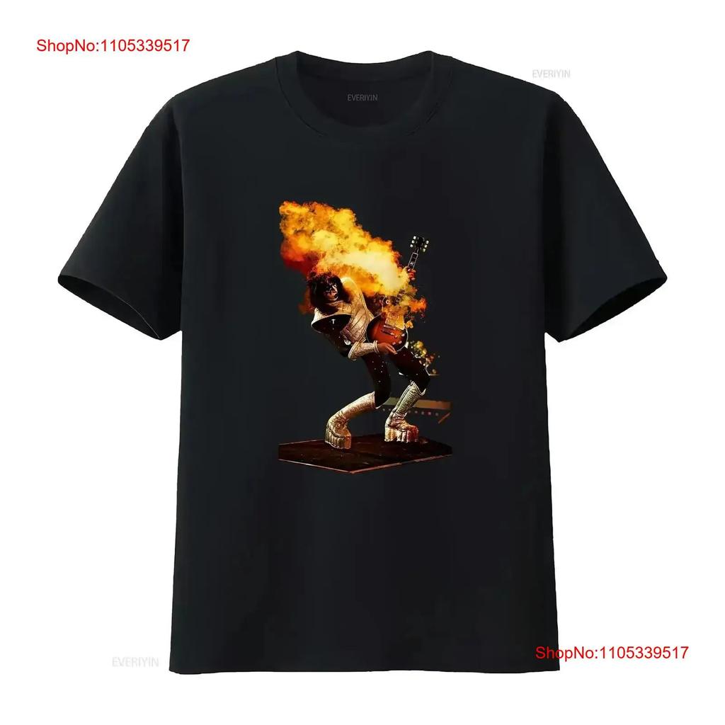 Ace Frehley Guitar T Shirt Colorful Graphic Art Painting Vintage Washed Casual Homme Slightly D