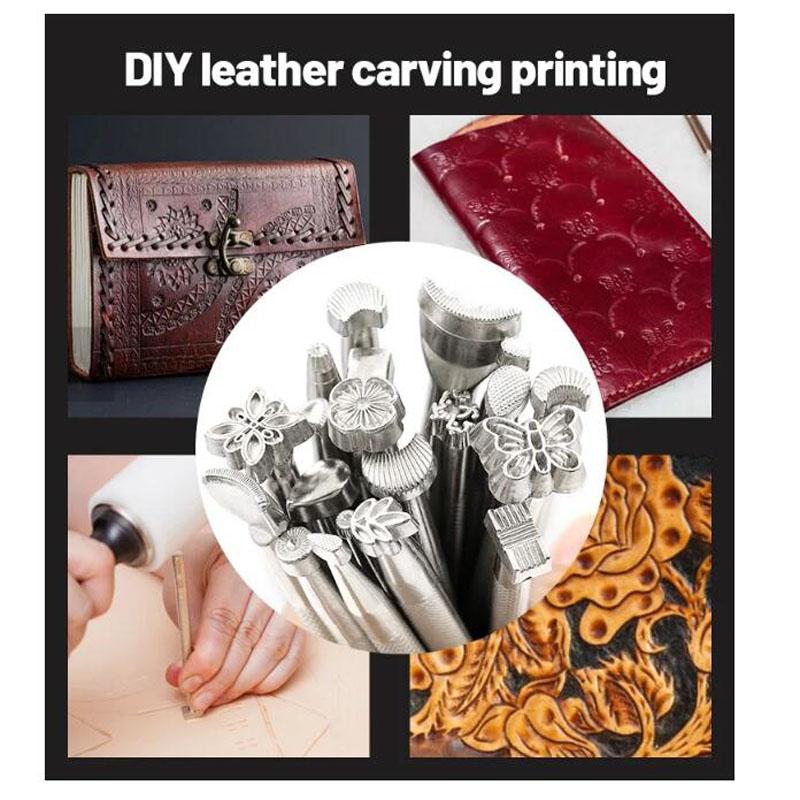 Lederstempel Druckwerkzeugsatz Legierungsstempel Schlagstempelset Schnitzen Sattelherstellungswerkzeuge für Lederhandwerk DIY Kunstwerk