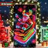 Santa Front Door Cover 3x6ft UV Fluorescent Christmas Decorations Front Door Holiday Background For Garage Porch Entrance