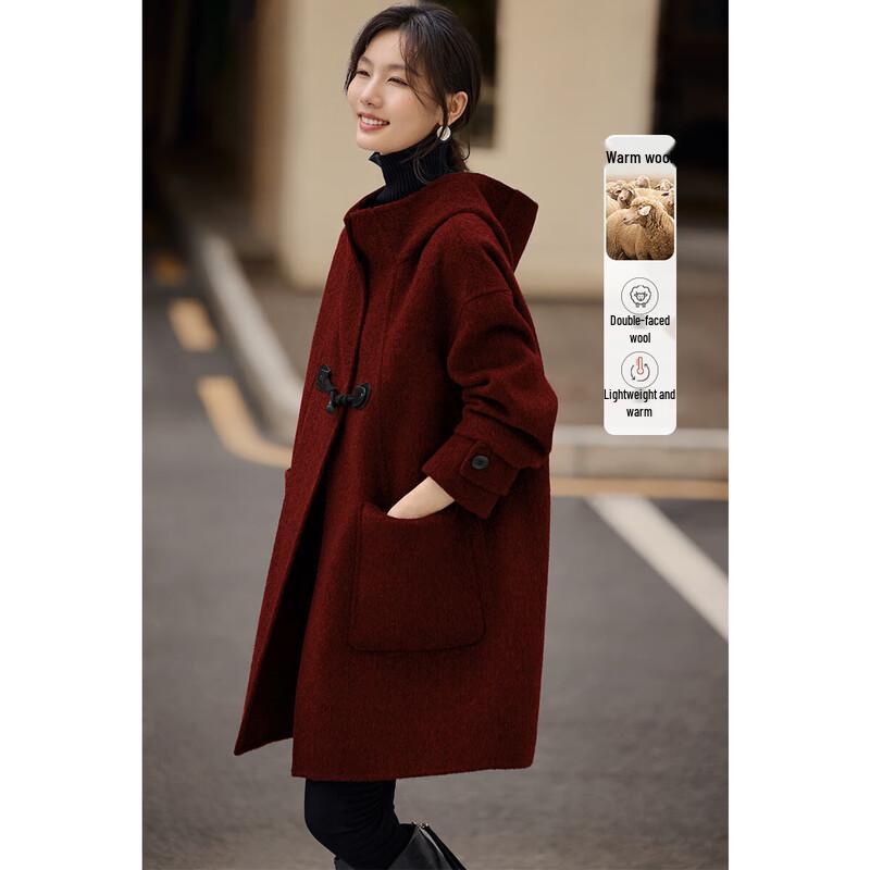 

XWI Women s Hooded Toggle Wool Coat M