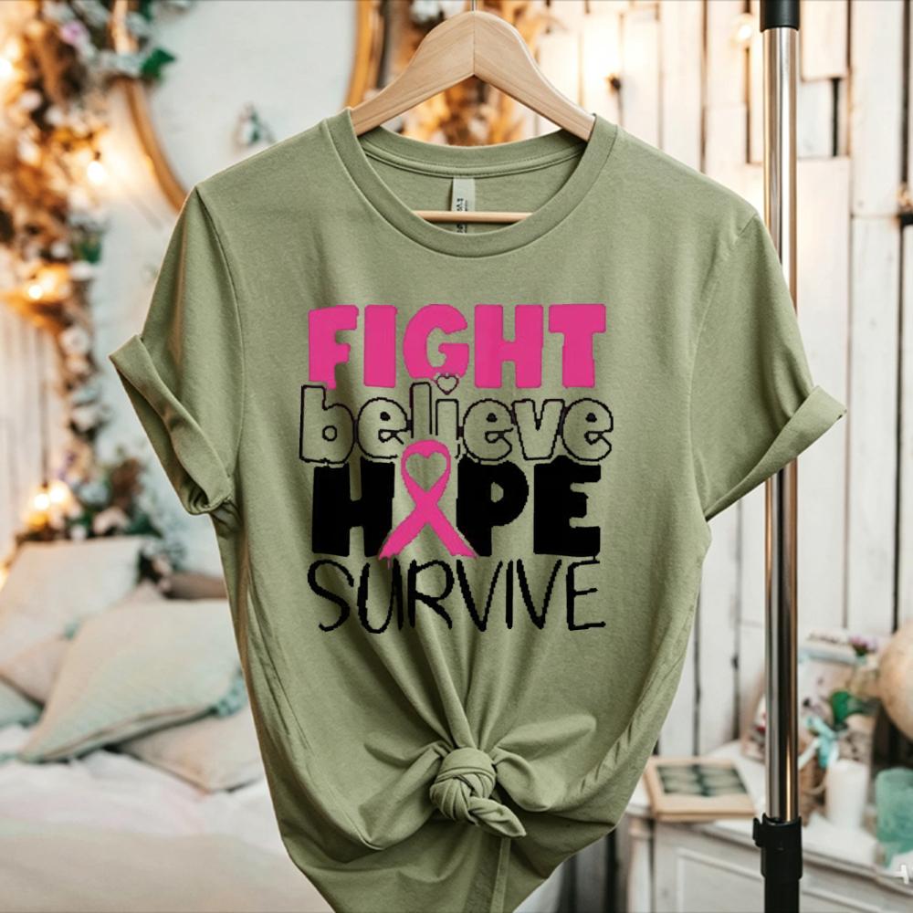 Pink Ribbon Breast Cancer Awareness Unisexs TShirt Womens Tee Graphic Unisex Top Classic Fashion Streetwear Oneck Shortsleev