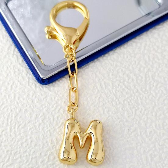 Letter Keychain Mini 3D Alphabet Charm Matte Glossy Golden Plating Key Chain with Lobster Clasp Bags Keys Bracelets Accessories