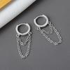 Creative Gold Double Layer Stainless Steel Chain Hoop Earring for Women Charm Long Tassel Drop Dangle Earring Jewelry Gift