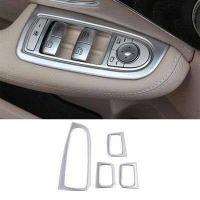 For Mercedes-Benz GLC 2016-19 Silver ABS Window Lock Lift Panel Trim Frame 4PCS