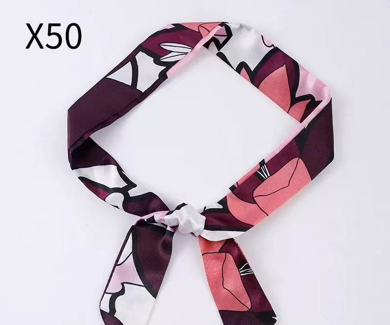 New fashionable long silk scarf double-layer versatile headband streamer, decorative binding bag with hand gift silk scarf wholesale