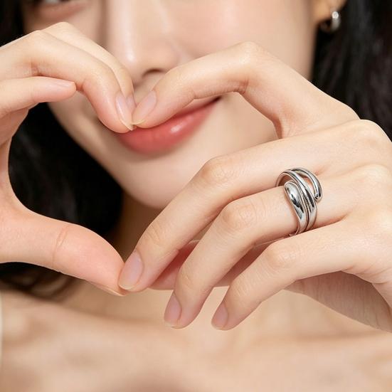 Women Finger Ring Minimalist V-Shaped Geometric Shape Adjustable Fit Open Ring