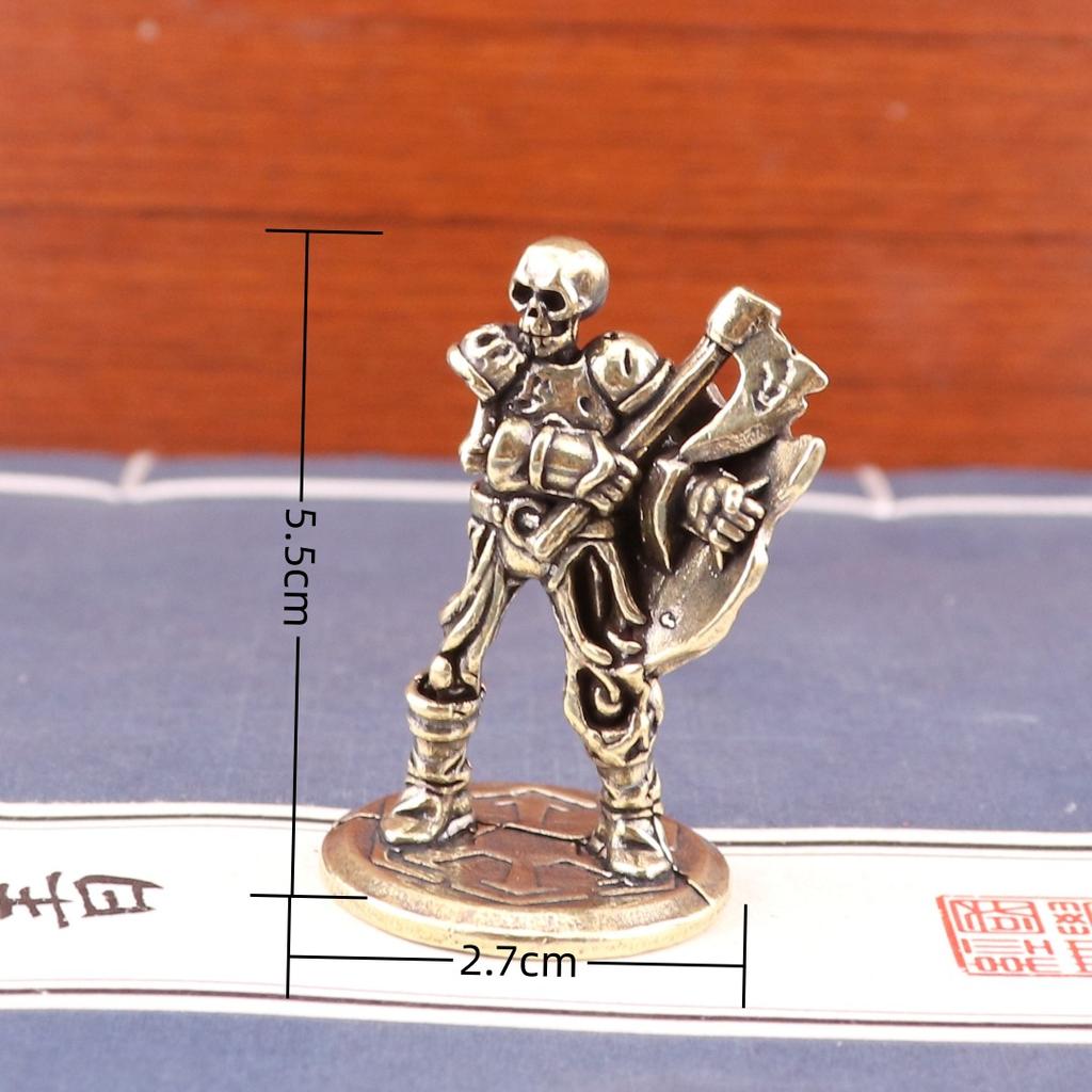 Retro Brass Skeleton Warrior Statue Desktop Ornaments Home Room Decorations Vintage Crafts Skeleton Man Figurines Miniatures