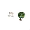 Elegant Fairy Garden Dollhouse Couch with Peacock Sculpture Pillows for Bedroom Living Room Office