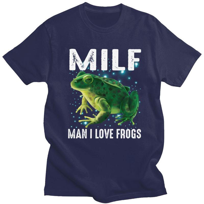 

MILF Man I Love Frogs Tshirt for Men Short Sleeves Casual T Shirt Tshirt Slim Fit Pure Cotton Tee Valentines Day Gift 4XL