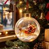 Warm LED Holiday Displays Glowing Christmas Ball Ornaments, 3D Lighted Acrylic Hanging Miniature Scene Ornaments Balls for Tree Mantel Window,
