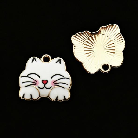 Alloy Drip Oil Cat Pendant, 18x16mm - Cute DIY Korean Style Jewelry Accessory