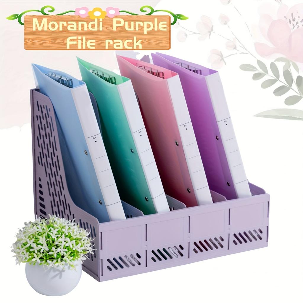 Detachable Large-Capacity Office File Organizer, Bookend, Four-Column File Divider for Desktop Document Storage