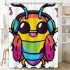 Playful Cartoon Bee Shower Curtain Bathroom Decor Bold Colors for Kids Room or Master Bath Perfect Gift Idea for Her