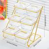 3 -stage Serving Shell Compartment Starter Plate with Lid And Iron Stand for The Kitchen