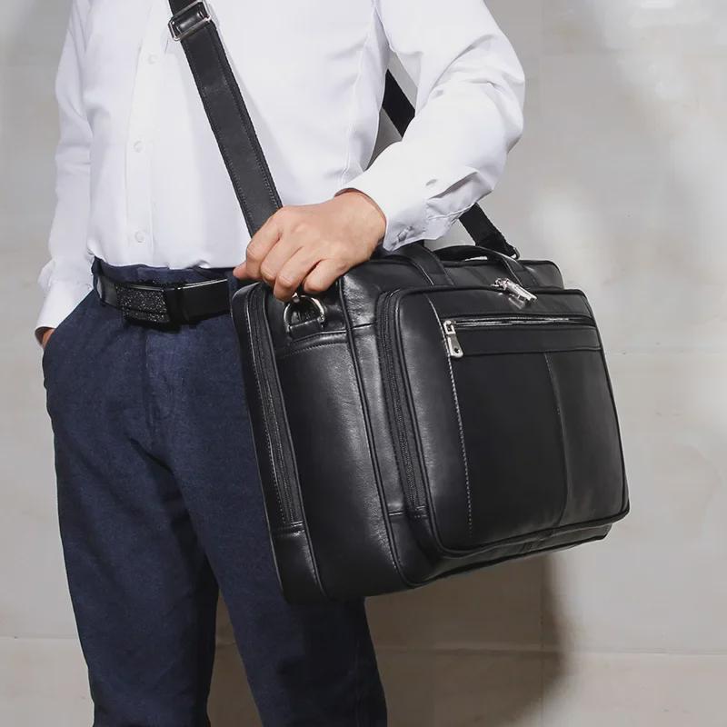 Men's High-End Genuine Leather Briefcase, 17-Inch Cowhide Business Bag