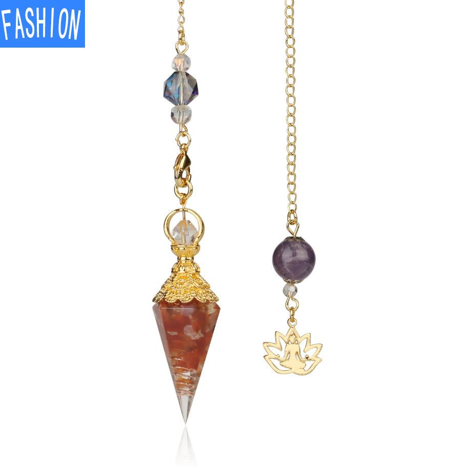 Mixed Aura Natural Spirit Pendulum Crystal Pendant Yoga Gold-plated Buddha Meditation Idea Concentrated Jewelry