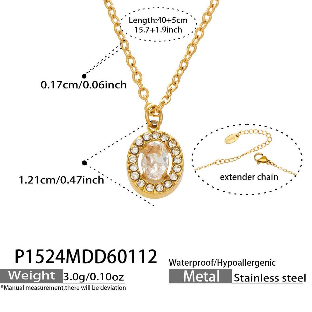 Douyin Trend Wassertropfen Strass Zirkon Anhänger Halskette & Ohrringe Damen Set, 18 Karat Vergoldeter Edelstahl.