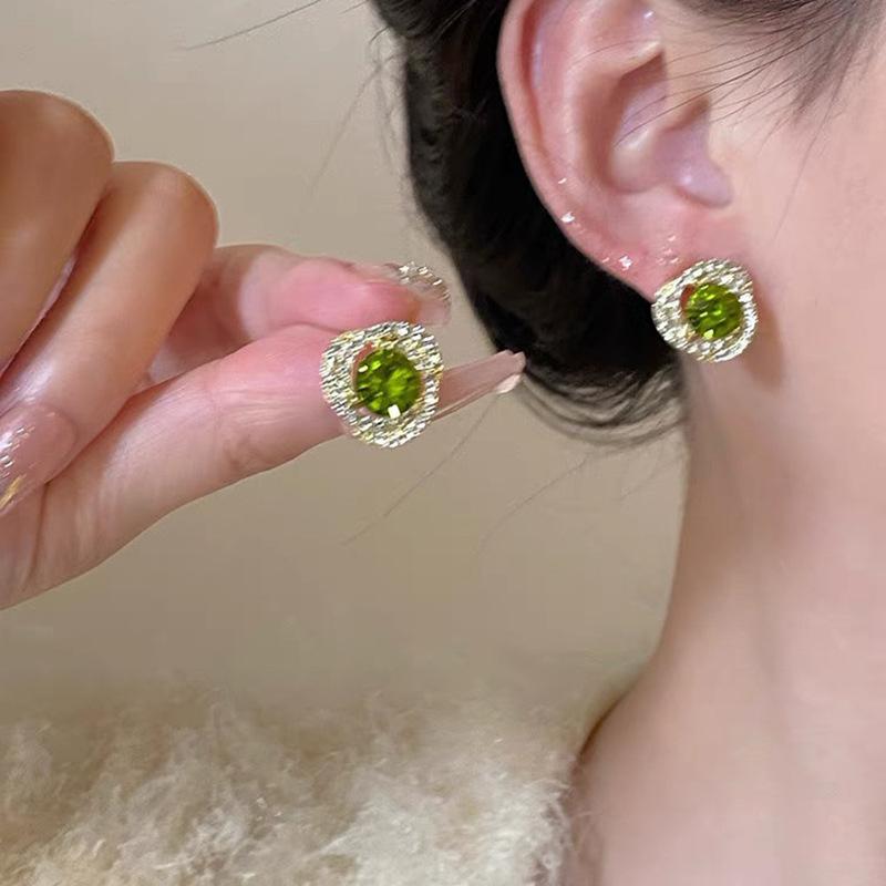 Mambo Mint Green Crystal Flower Butterfly Stud Earrings Temperament Personality Earrings Sweet Earrings Women