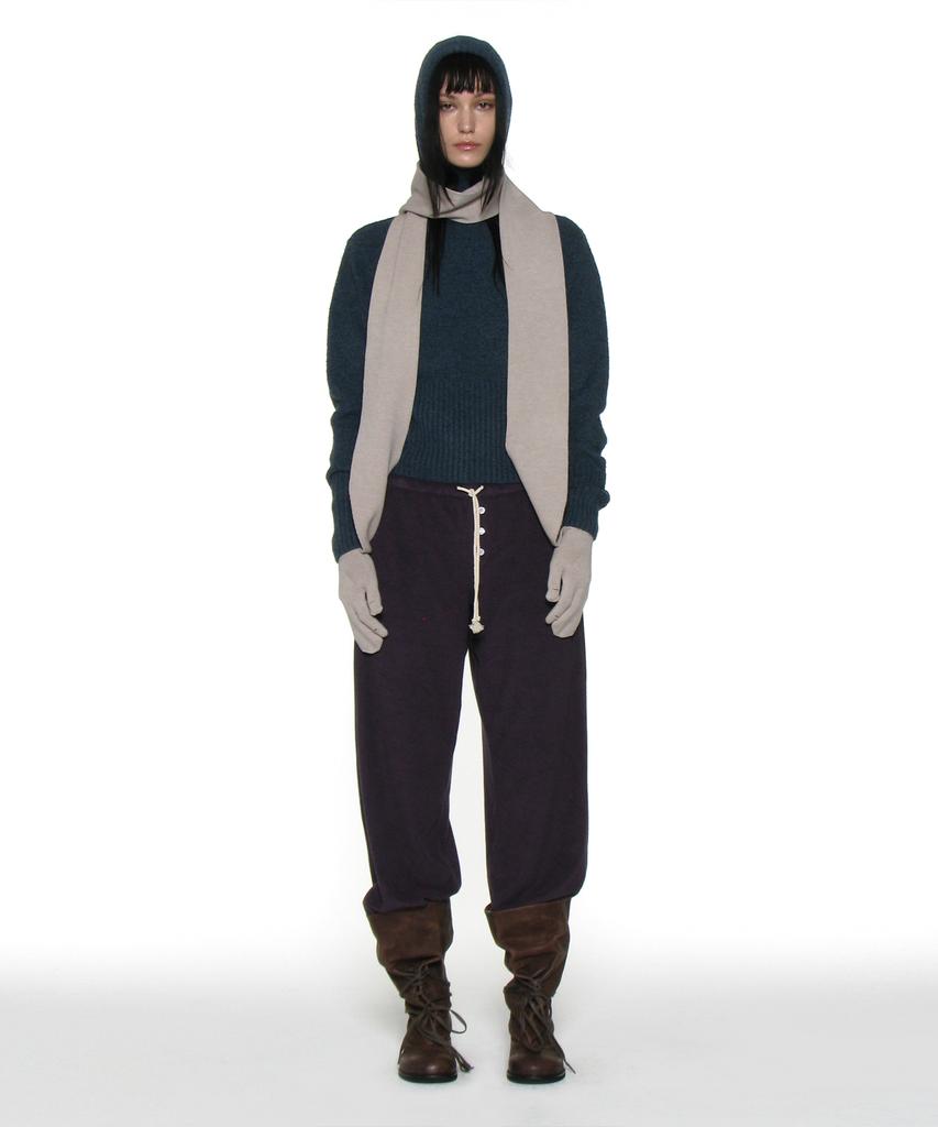 PARTIMENTO WOMEN Cutout Warmer Knit Hoodie_Dark Teal