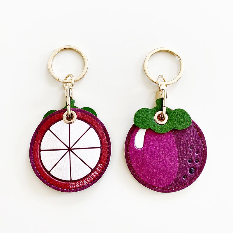 Creative Leather Fruit Series Access Card Holder & Airtag Keychain Charm