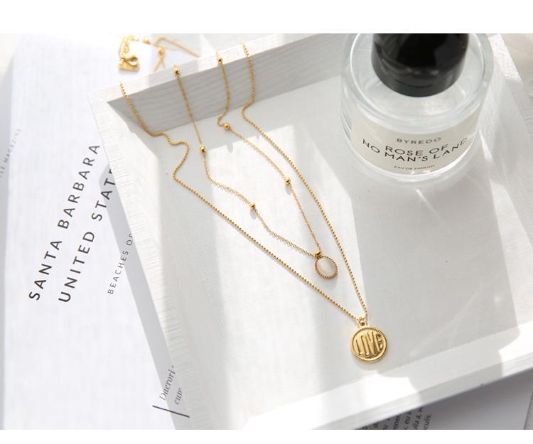 Stylish Double-Layer Titanium Steel Necklace - Women's Long Hoodie Chain