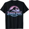 Jurassic Park Pink Blue Gradient Distressed Logo T-Shirt T-Shirt