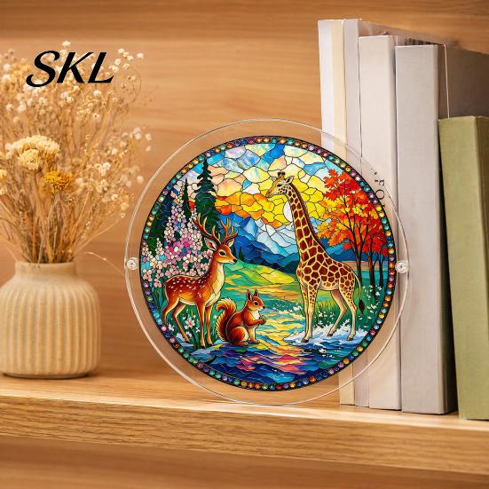 Home Decor Puzzle Gift Acrylic Suncatcher, Colorful Window Hanging, 7.48 Inch Sun Catcher Stained Glass Decoration Ornament, Ideal for Gifting