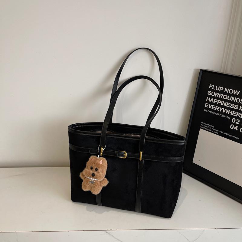 IELGY Ladies Tote Bag Retro Suede Large Capacity Portable Commuter Bag No Pendant