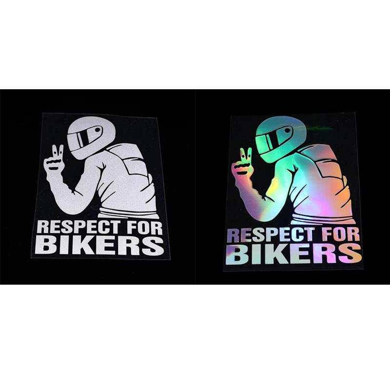 Motorcycle Reflector Sticker Decal Waterproof Helmet Reflective Stickers Motorcycle Car Red Respect for Bikers Vinyl 3D Stickers