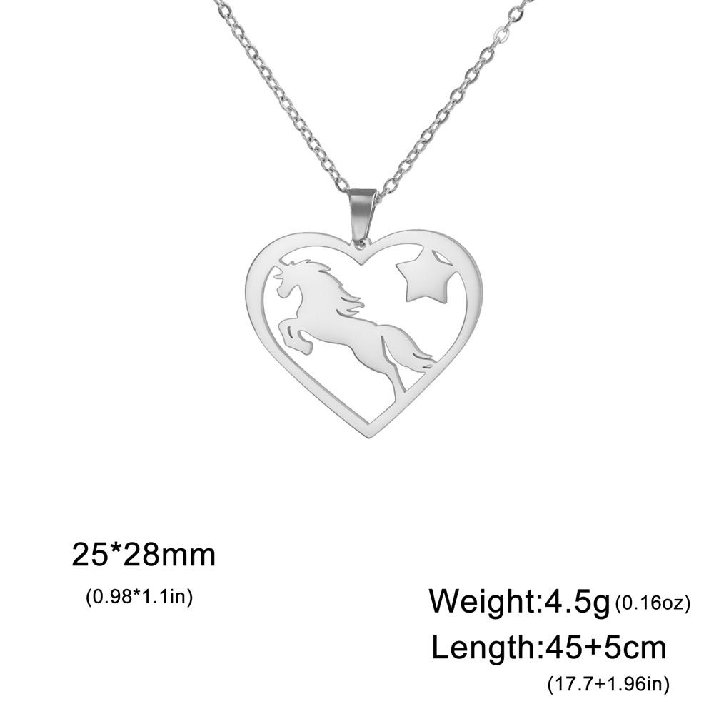 My Shape Running Horse Pendant Necklaces Women Men Stainless Steel Couple Love Heart Horse Animal Neck Chain Horse Lover Jewelry