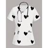 Uniforme Clínico Mujer Lindo Patrón de Corazón Estampado 3D Moda Camiseta con Cuello en V Bolsillos Vibrantes Verano Cómodo Uniforme de Enfermera Mujer