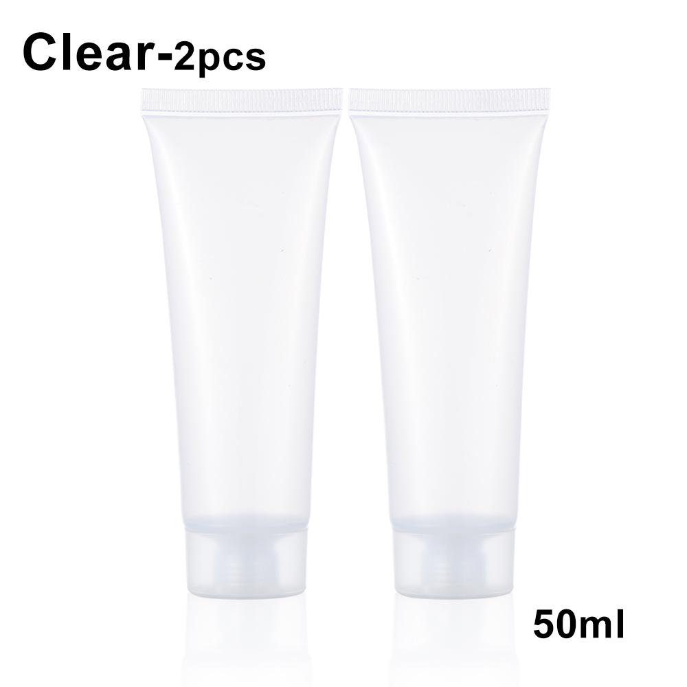 2Pcs Travel Size Empty Matte Clear Tube Cosmetic Cream Lotion Shampoo Bath Squeeze Lotion Containers Refillable Bottles