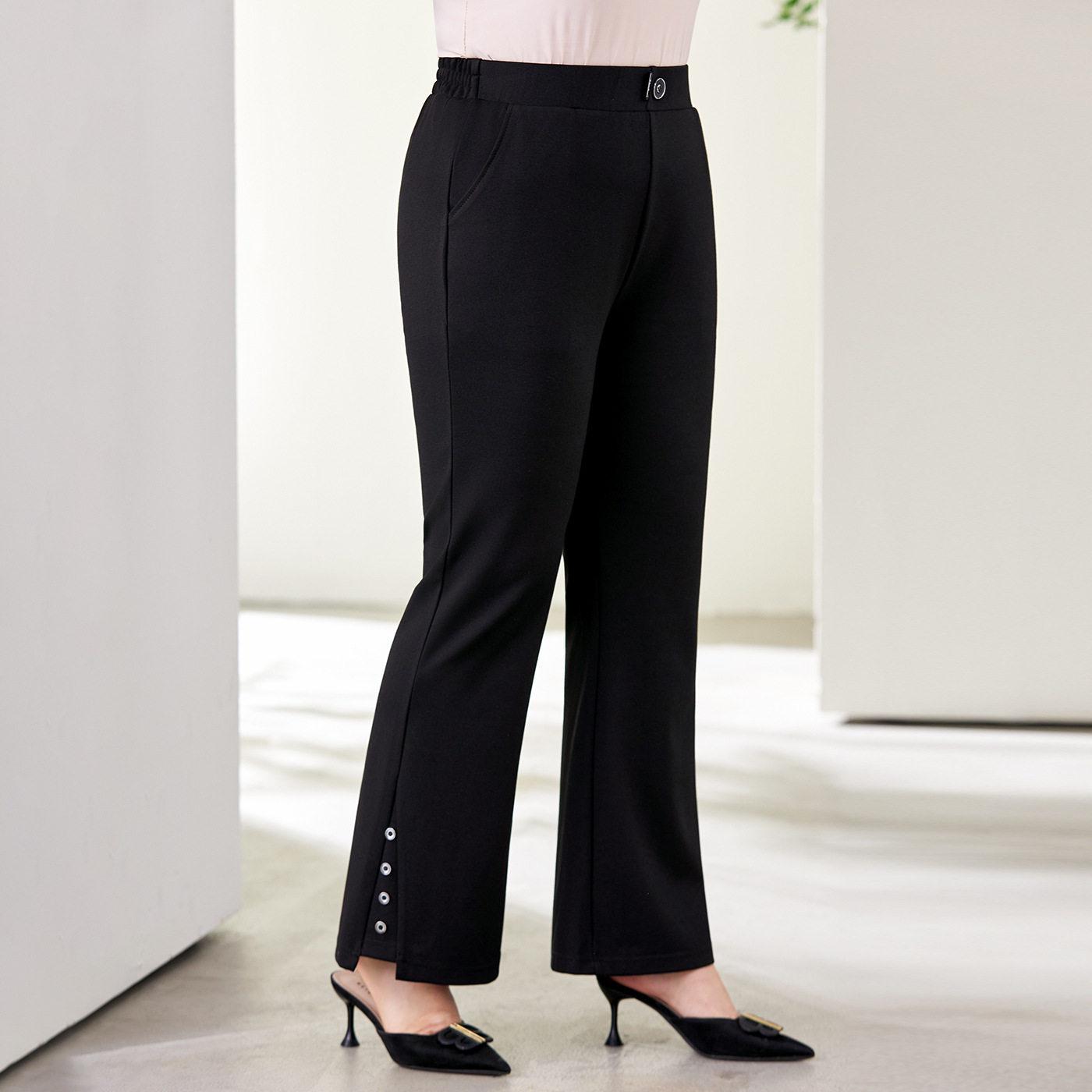 

Women s Plus Size Black Wrinkle-Resistant Suit Pants with Side Buttons - Spring 2026 Micro-Flare Design by Chubby Sisters. 7XL [Weight 210-240 kg] чорний