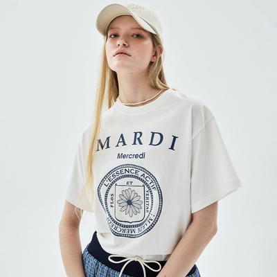 [mardimercredi] University Logo T-shirt - Ivory Navy