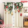 2pcs 2D Flat Printing Merry Christmas Curtain Christmas Ornaments Poinsettia Garland Polyester Without Electricity Festive
