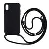 Matte Silicone Phone Case for IPhone 13 12 Mini 16 15 14 11 Plus Pro Max Crossbody Lanyard Necklace Strap Candy Color Soft Cover