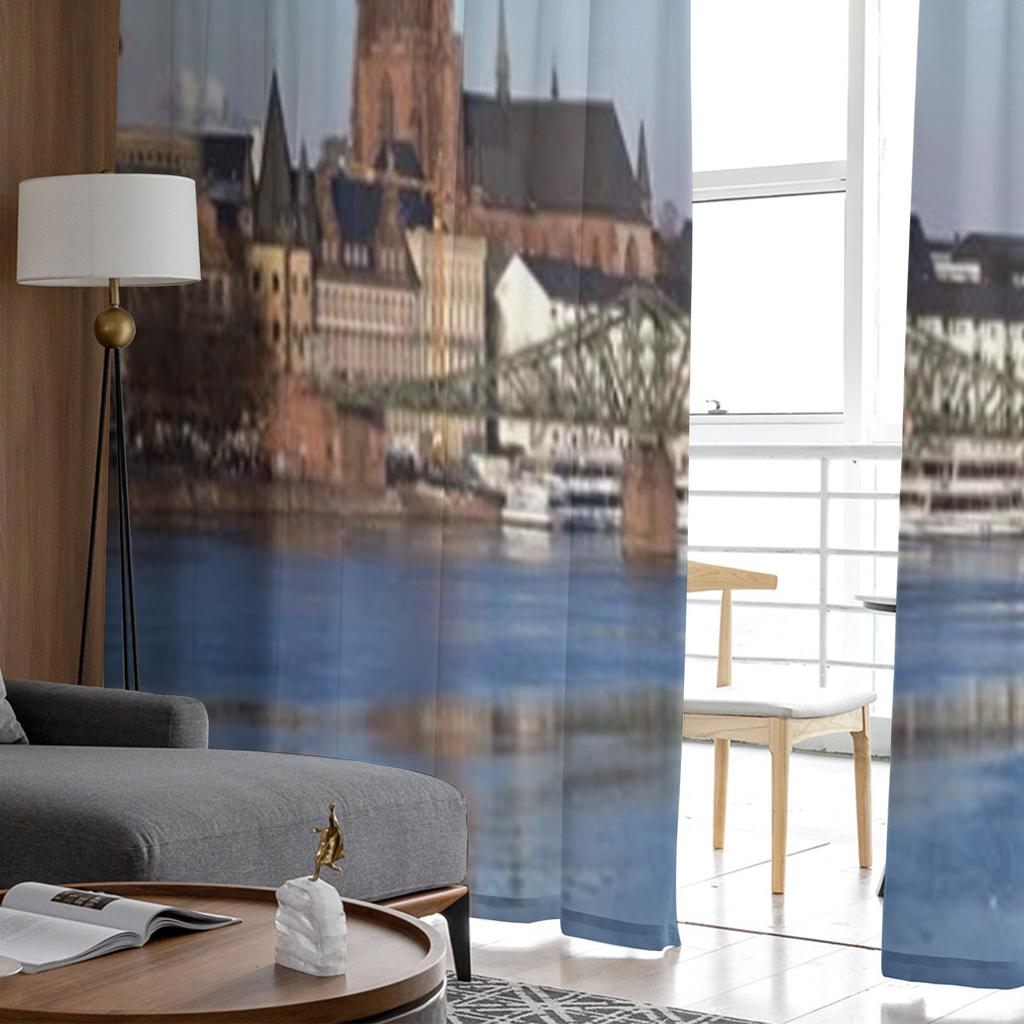 Old Historic Bridge Eiserner Steg In Frankfurt Am Main Germany Sheer Curtains for Room Bedroom Window Voiles Tulle Curtain
