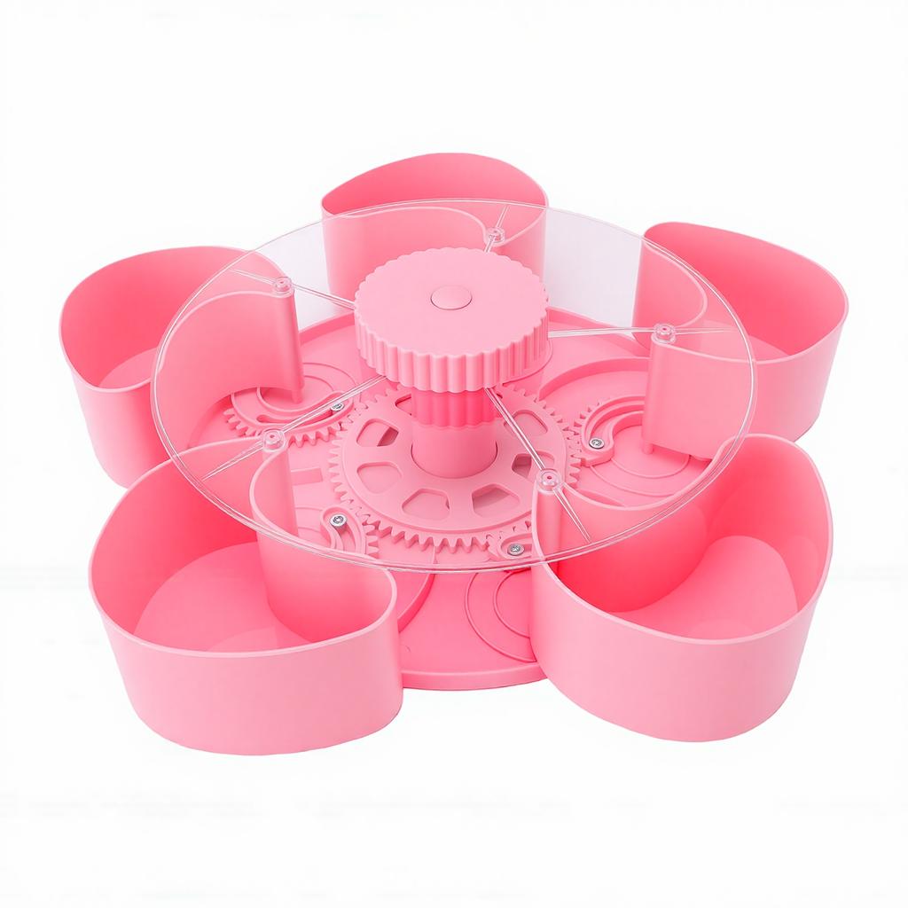Rotating Snack Tray 5 Compartments Non Slip Base Divided Spin and Snack Serving Tray for Parties