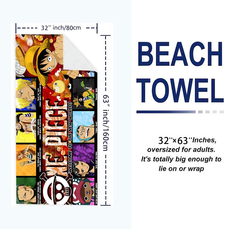 Japanese Anime Pirate Print Beach Towel, Large Soft Quick Dry Towel for Beach Camping Swimming