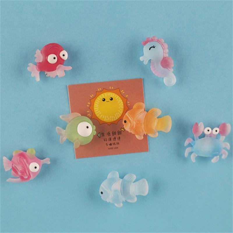 Set of 10 Cartoon Marine Life Resins Magnets with Secures Hold Refrigerator Magnetic Sticker For Home School Office Use