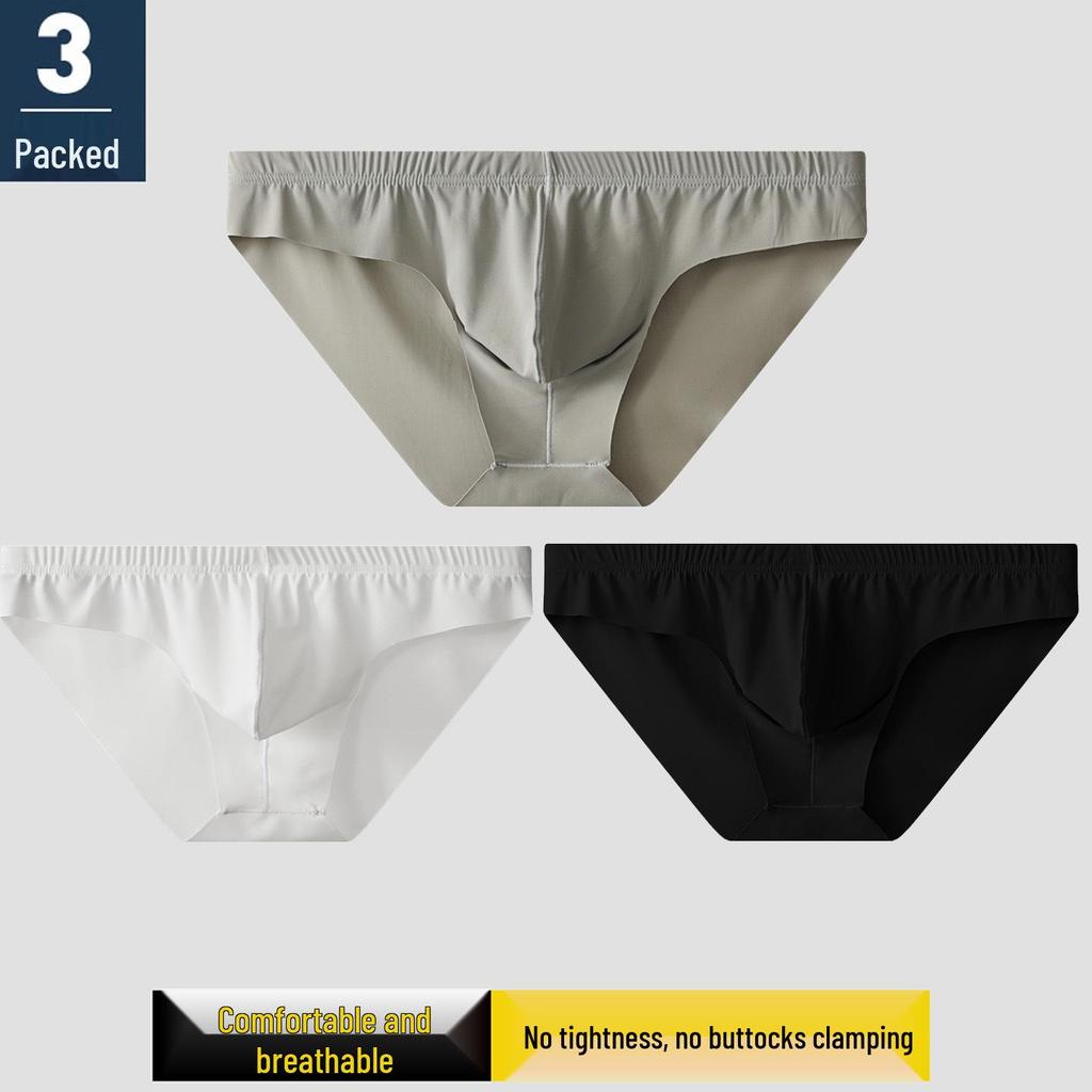 Męskie oddychające bokserki z lodowego jedwabiu chłodnego w dotyku - Jednolity kolor Plus Size