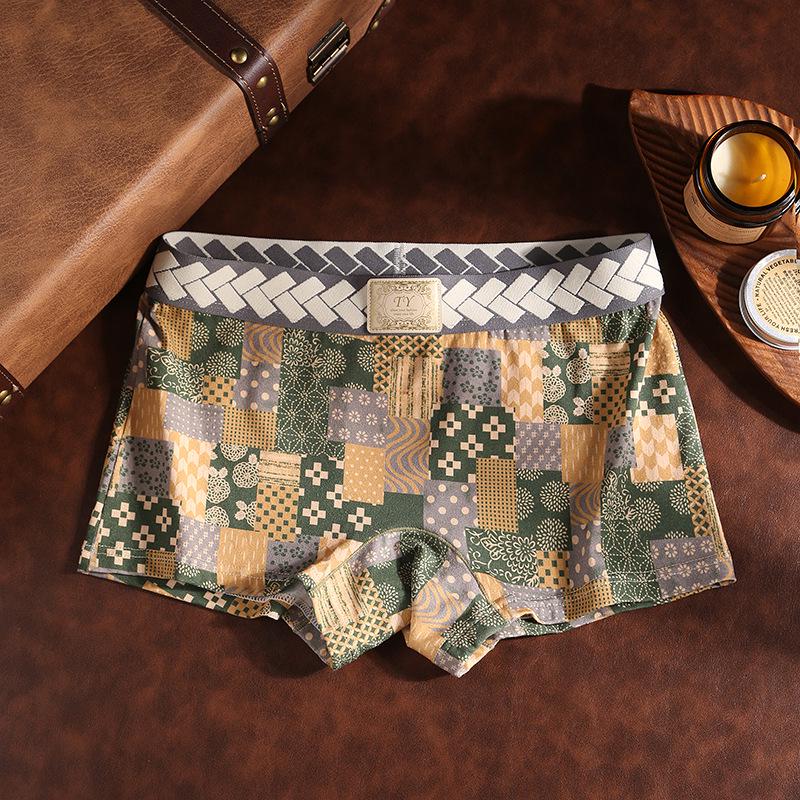 Women s Pure Cotton Antibacterial Boxer Briefs - Breathable Japanese-Style Plaid with Safety Waistband.