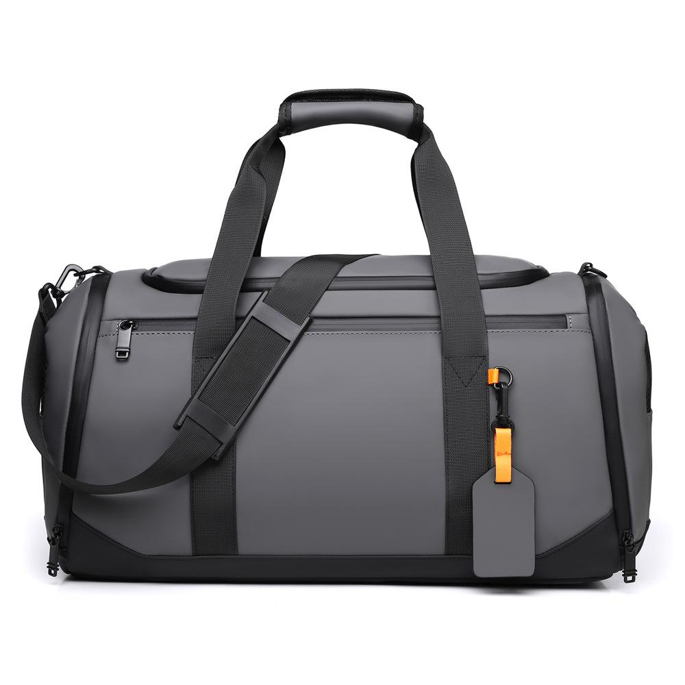 

Leather Travel Bag Large Capacity Independent Shoe Position Handheld Fitness Bag Can Be Hung with Pull Rod Dormitory Duffel Bag серый
