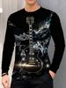 T-shirt Strumenti Musicali da Uomo Chitarra Pianoforte Stampa 3D Manica Lunga Tee Harajuku Y2k Tee Streetwear Top Oversize Abbigliamento Uomo