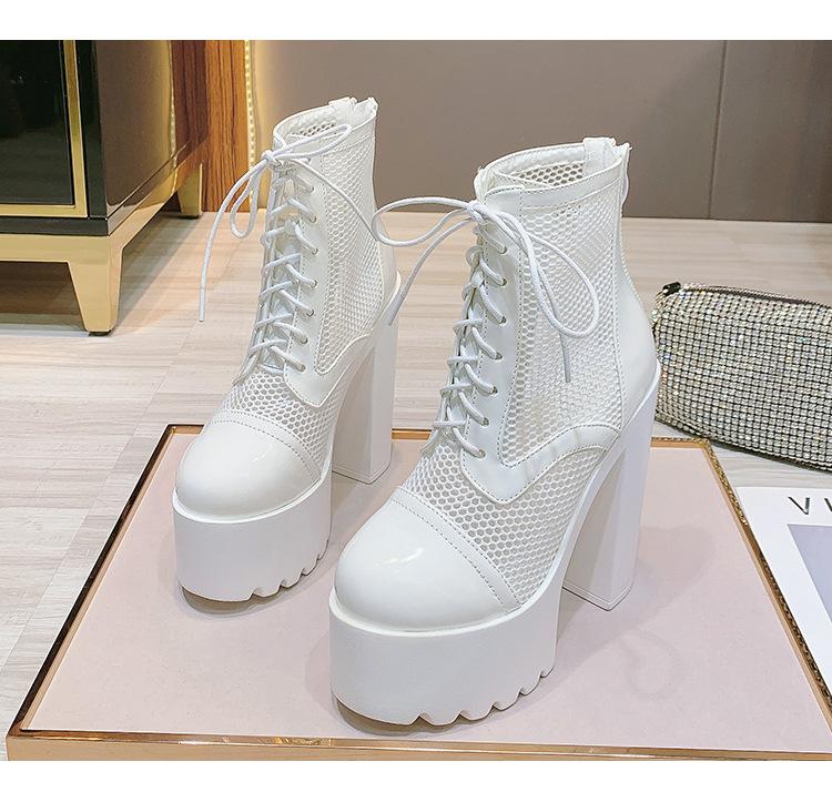 2025 Neue Sandalen mit hohlem Netzmuster, 15 cm hohem grobem Absatz, wasserdichter Plateau-Sohle, Nachtclub-Bühnenauftrittsschuhe ZYW-831-9