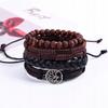 Herren Lederarmband, Öko-Leder Set, Set aus 4 Stück, Lebensbaum, Vintage