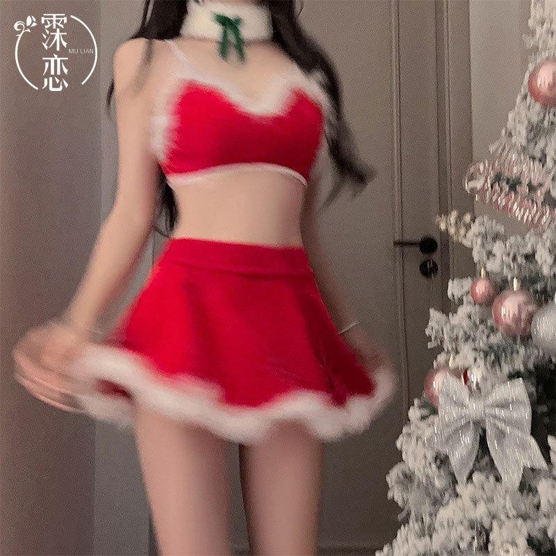 Sex Lingerie Female Sweet Cute Plush Christmas Sex Dress Sexy Slim Cosplay Uniform Suit