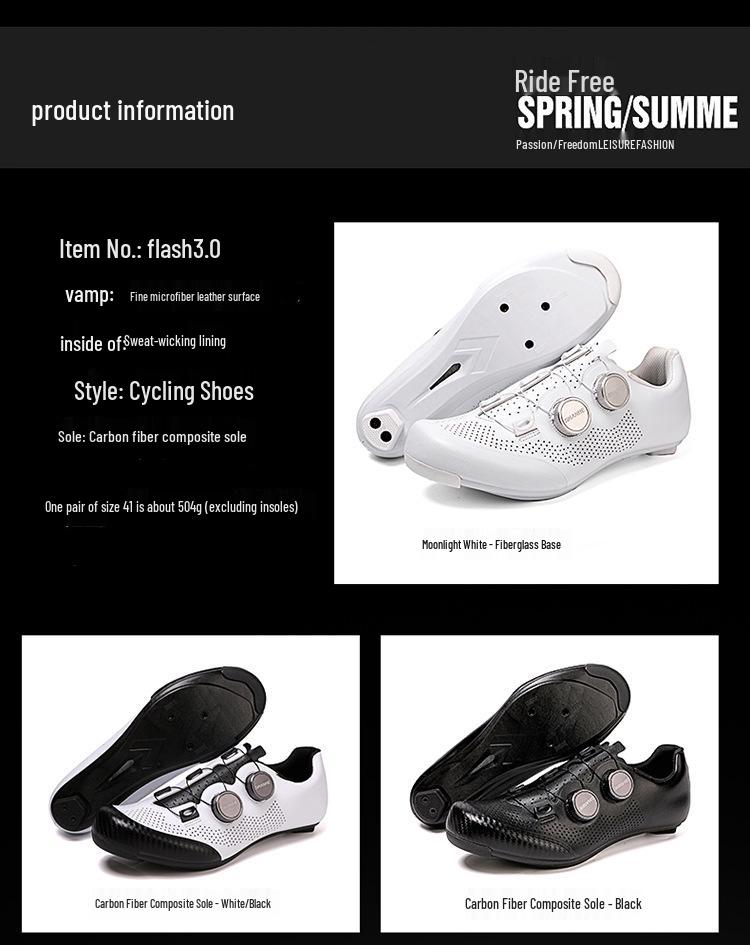 Shanhe 3.0 Carbonfaser Rennradschuhe - Reinweiß, Aluminiumlegierungs-Schnalle